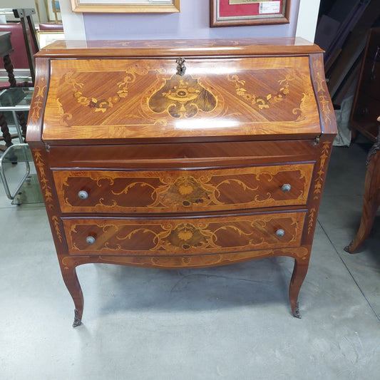 Secretaire Intarsiato Con Ribalta Cm90x42x100h