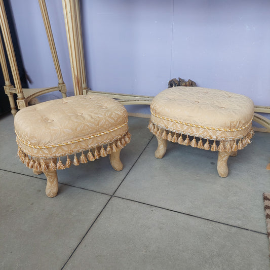 Pouf Poggiapiedi Tessuto Con Frange