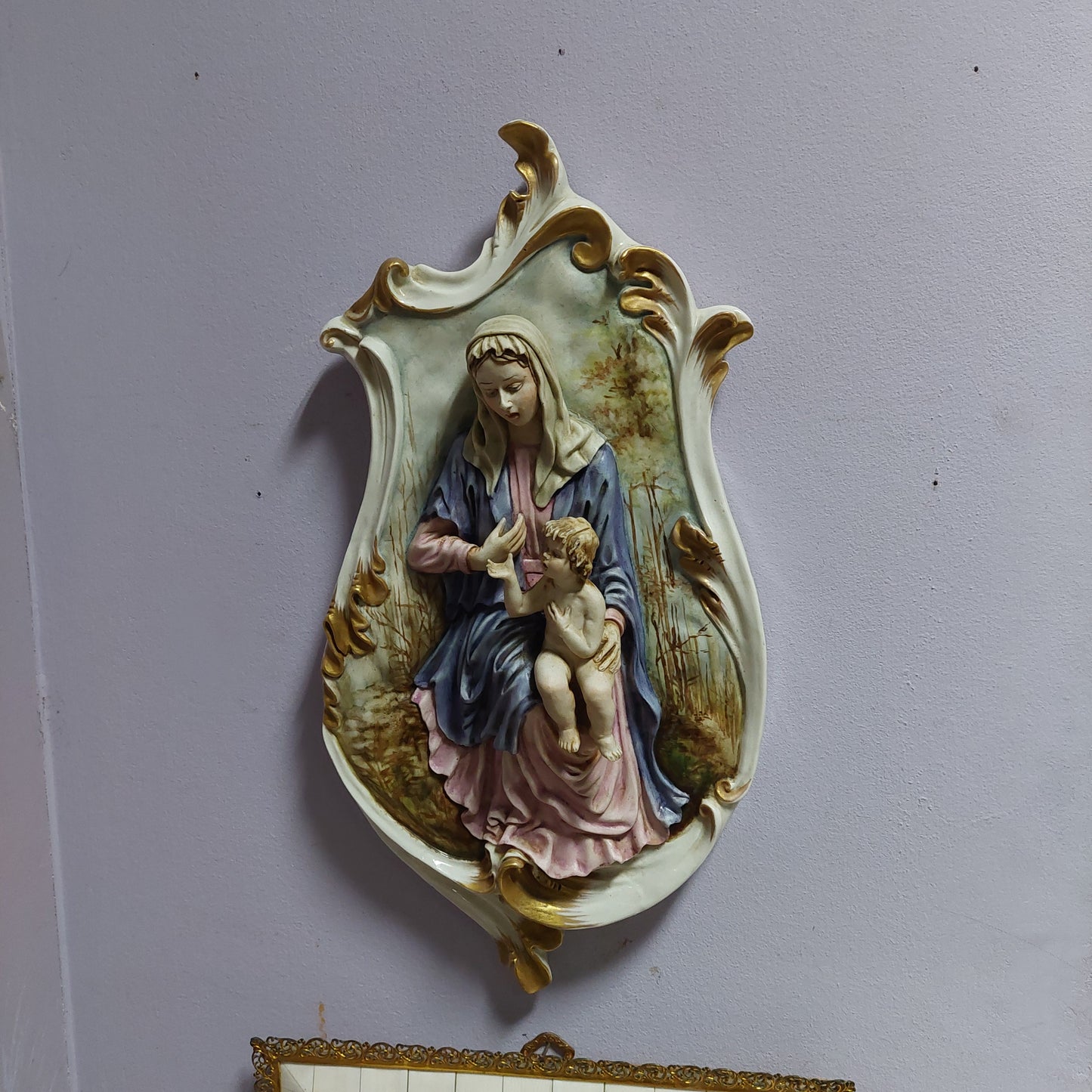 Capezzale* Madonna Con Bambino Porc Capodimonte