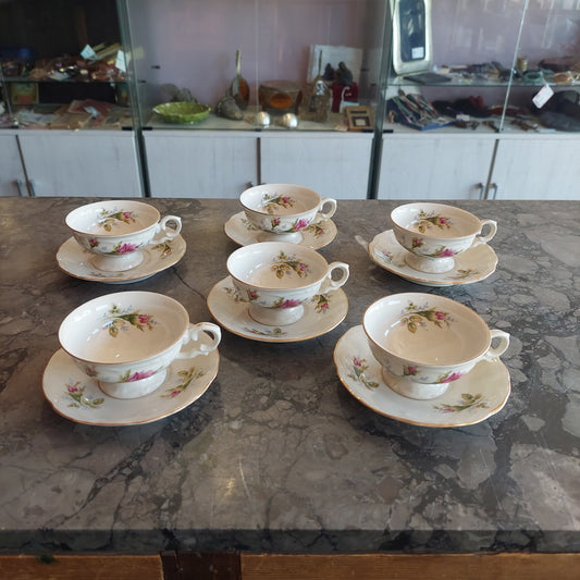Set/6 Tazzine Caffè Con Piattini Porcellana Pruszkow
