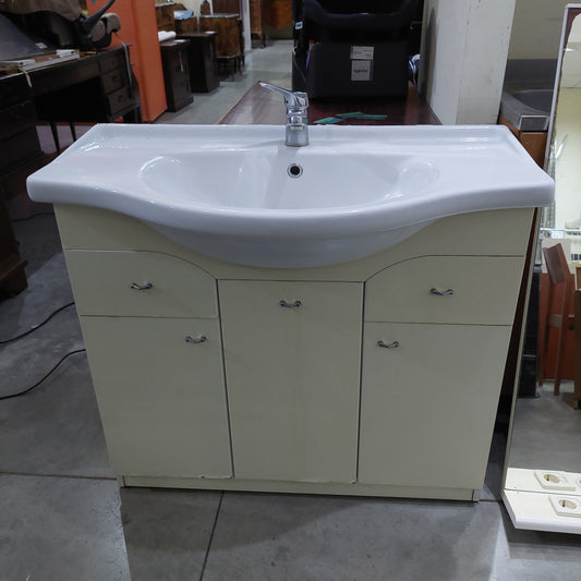 Mobile* Bagno Bianco Con Lavandino E Specchio
