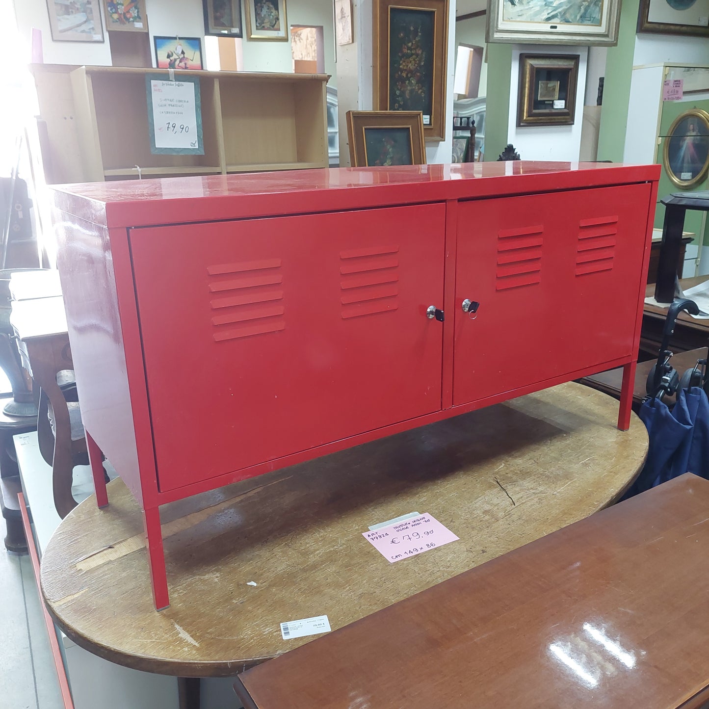 Mobile Metallo Rosso 2/a Scorrevoli Cm118x40x63h