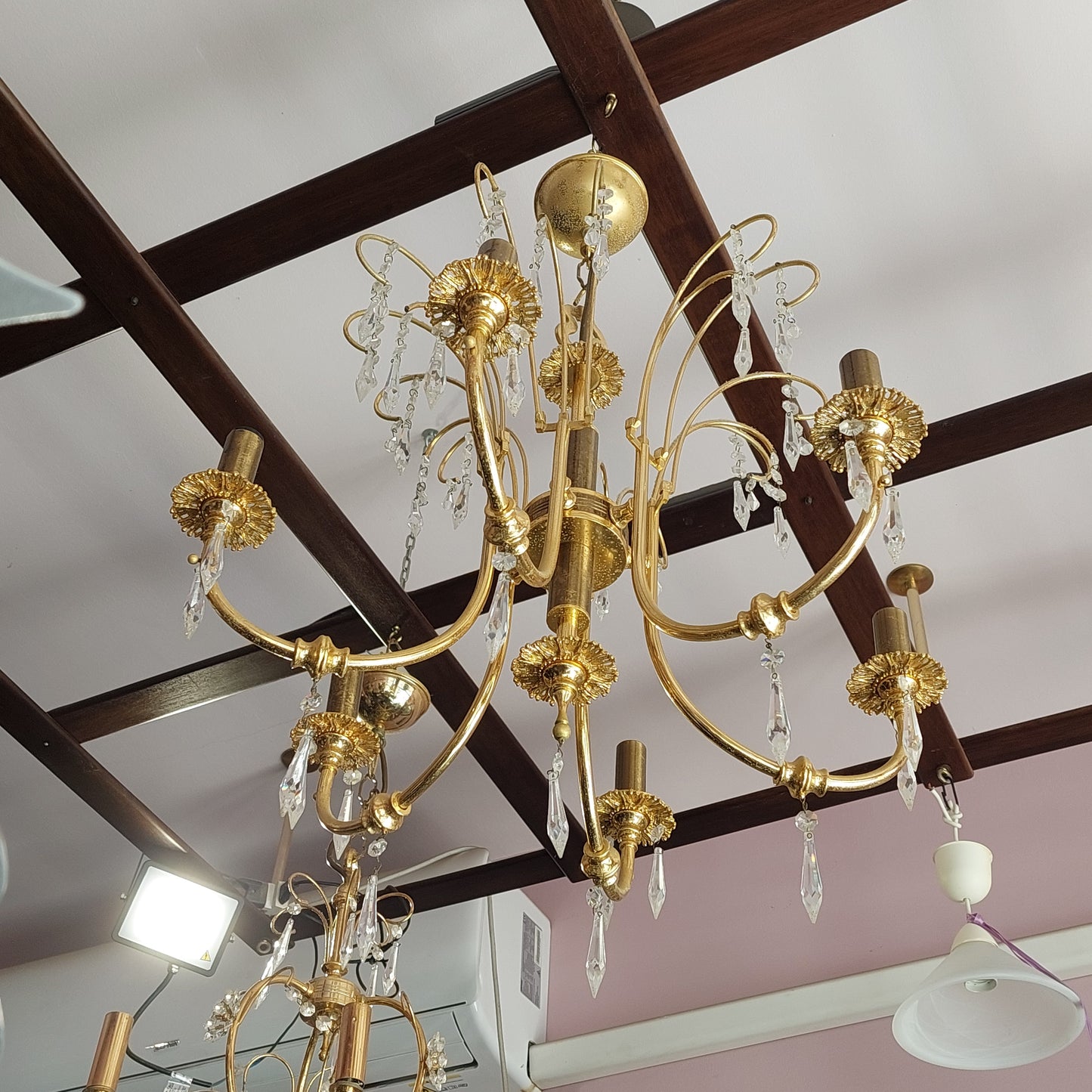 Lampadario * Dorato Gocce Cristallo 6/l