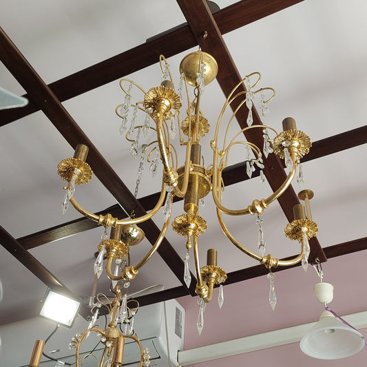 Lampadario * Dorato Gocce Cristallo 6/l