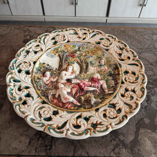 Piatto Da Parete Ceramica Capodimonte Primi 900