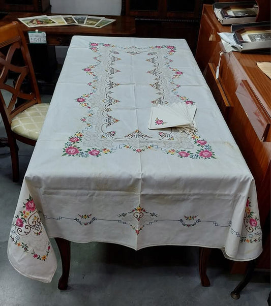 Tovaglia* Ricam Fiori Cm165x250 + 12tov
