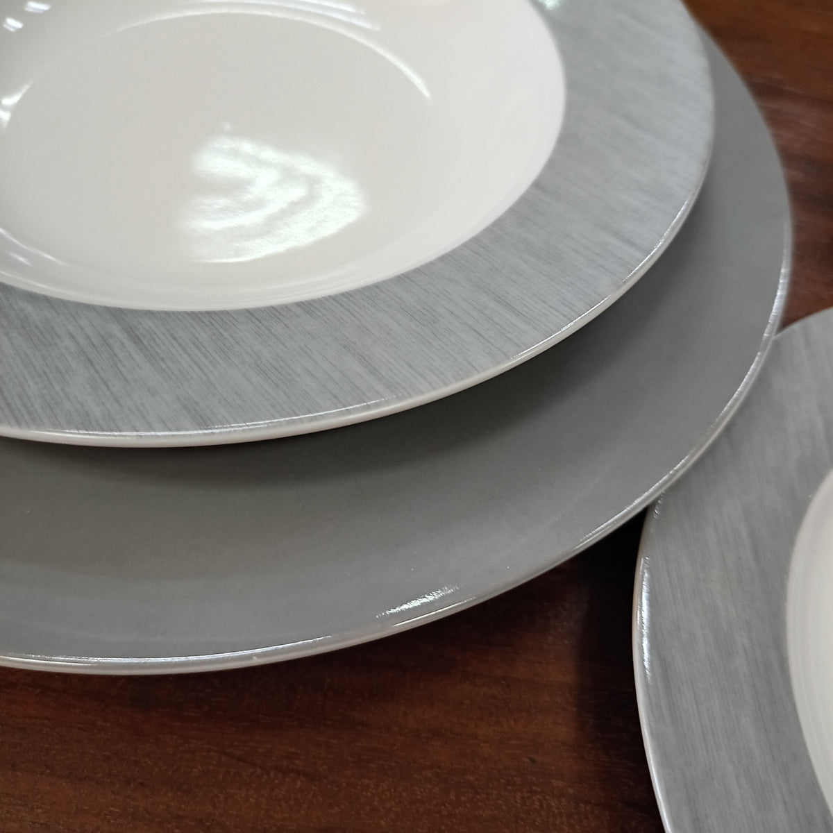 Servizio 34 Piatti Porcellana Bavaria Ottingher Bordo Grigio