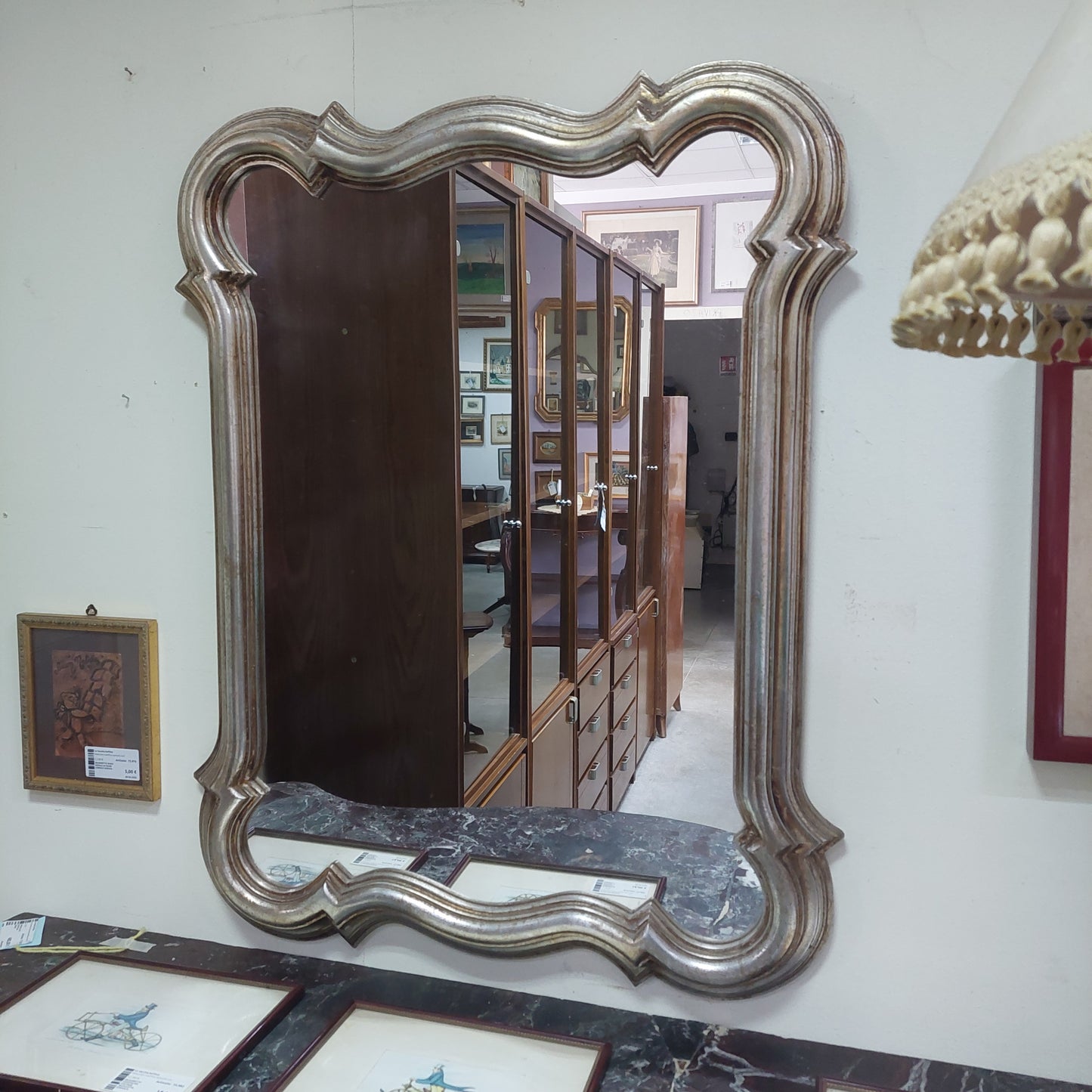 Specchio Cornice Legno Argentata 90x70