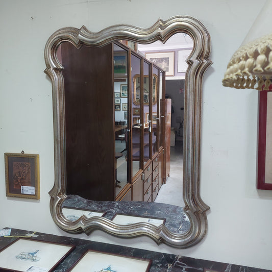Specchio Cornice Legno Argentata 90x70
