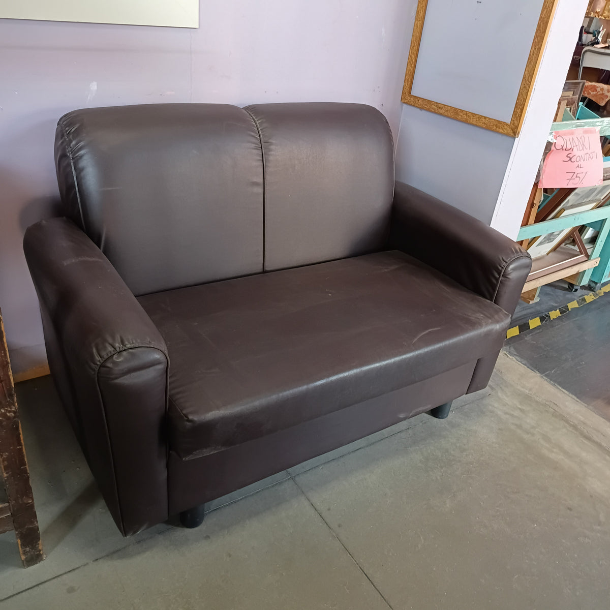 Divanetto Ecopelle 2/posti Testa Di Moro Cm130x80x85
