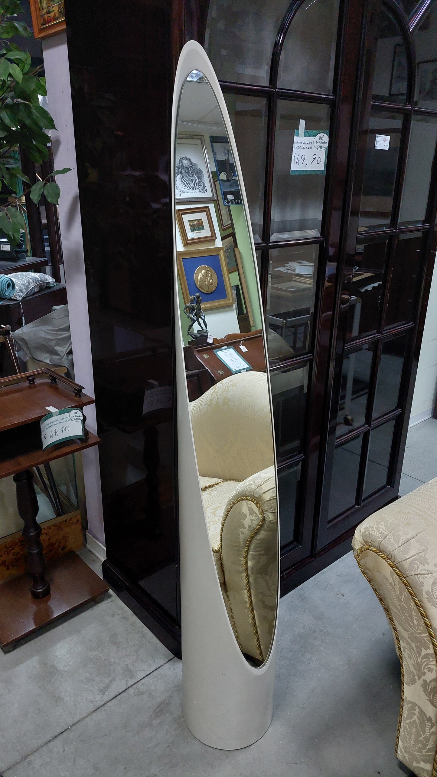 Specchio "unghia" Vintage Di Rodolfo Bonetto Anni '60 D25x165h
