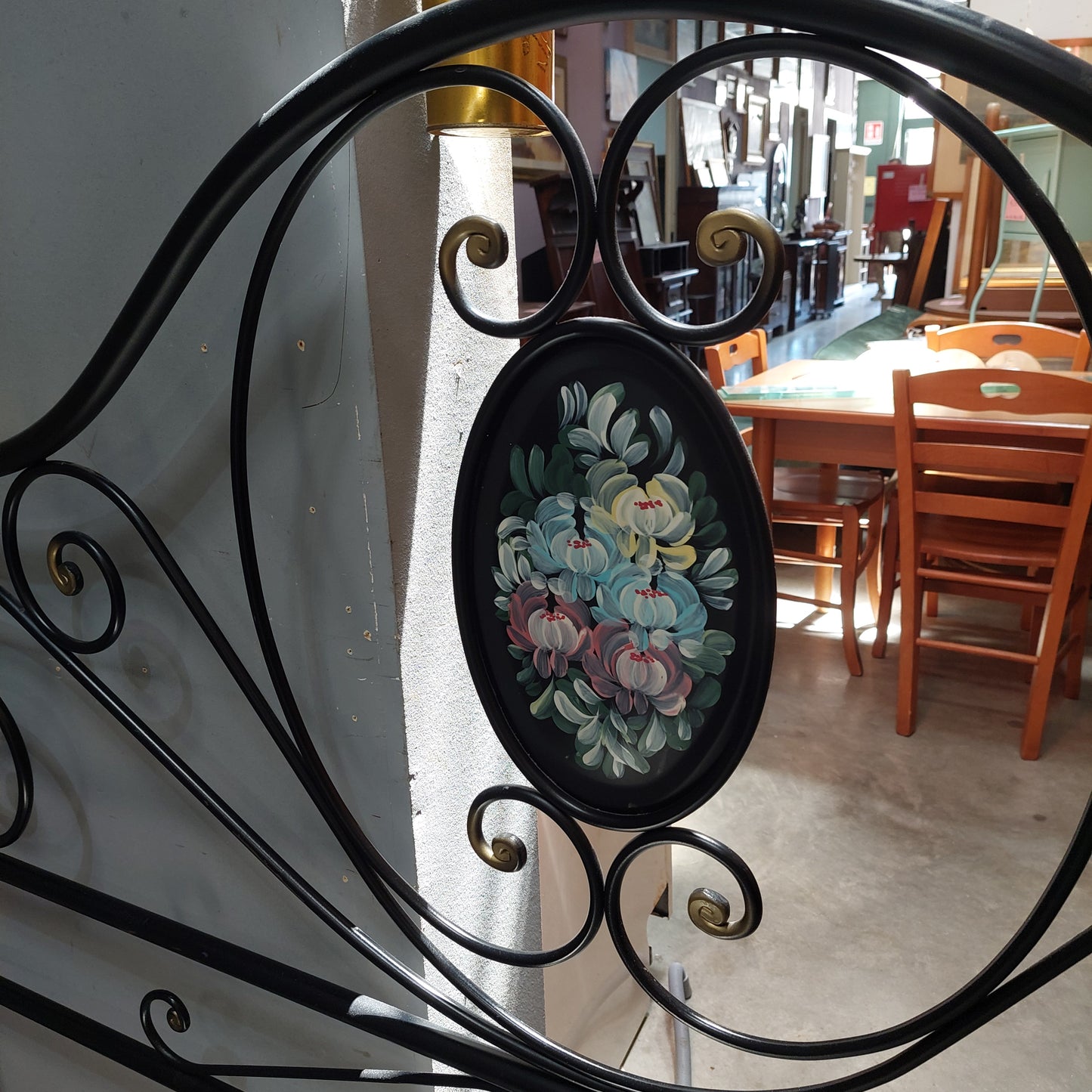 Letto Matrimoniale Ferro Battuto Dipinto Fiori Cmm167x135h