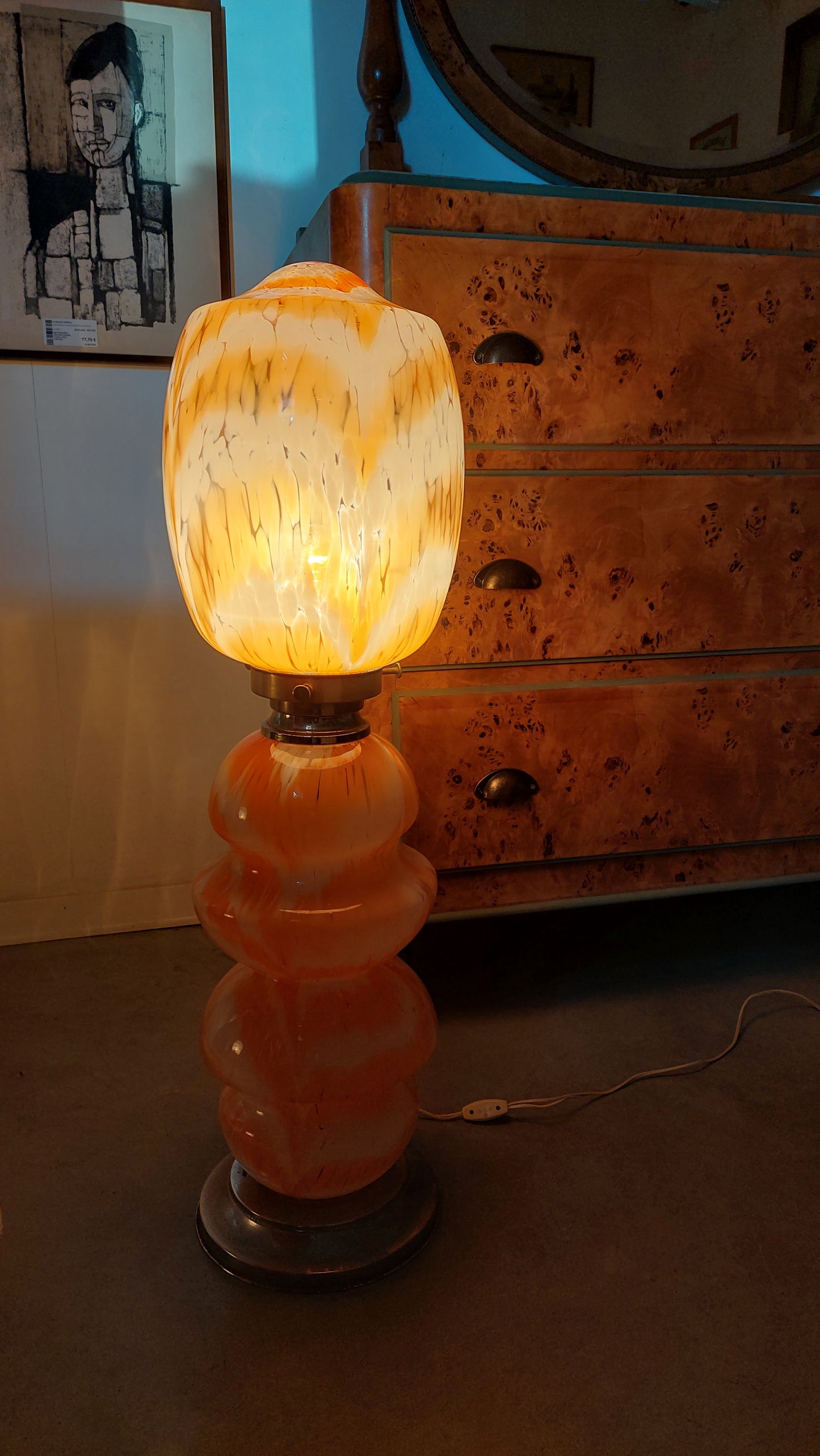 Lampada Vetro Di Murano Design Carlo Nason Per Mazzega Anni '60