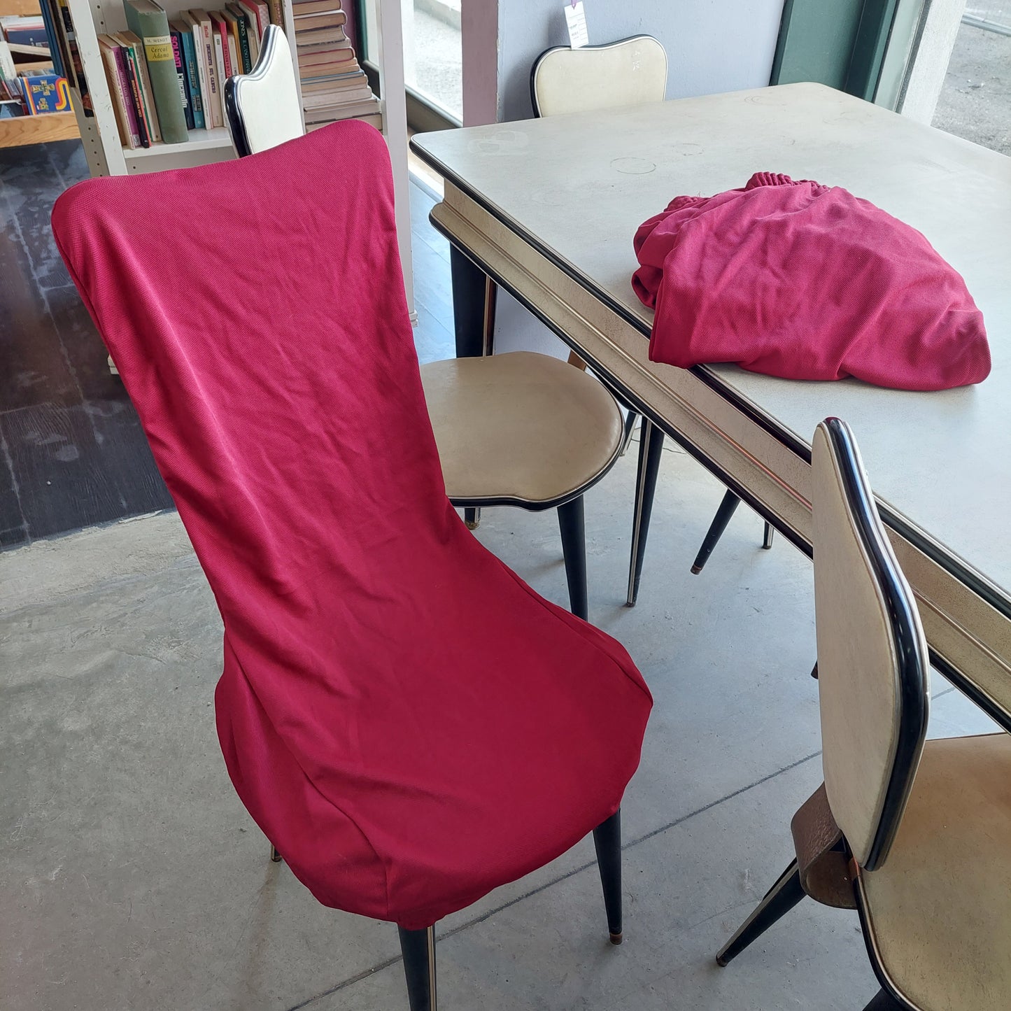 Set/4 Copri Sedia Tessuto Rosso