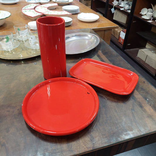 Set/3 Pz Ceramica Rossa Vintage