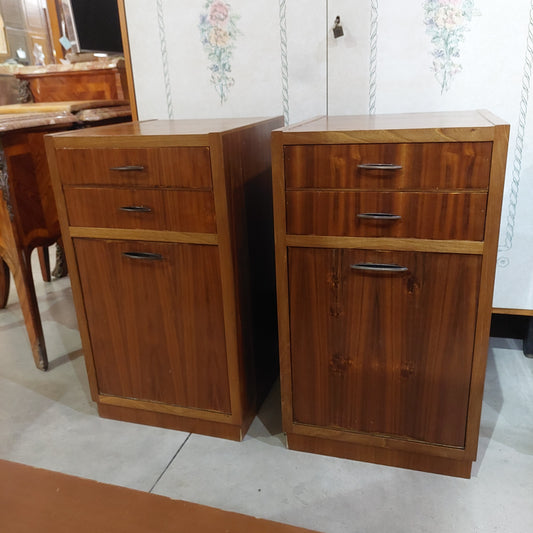 Coppia Comodini Legno Anni 50 - 2/c 1/r - Cm39x43x69h