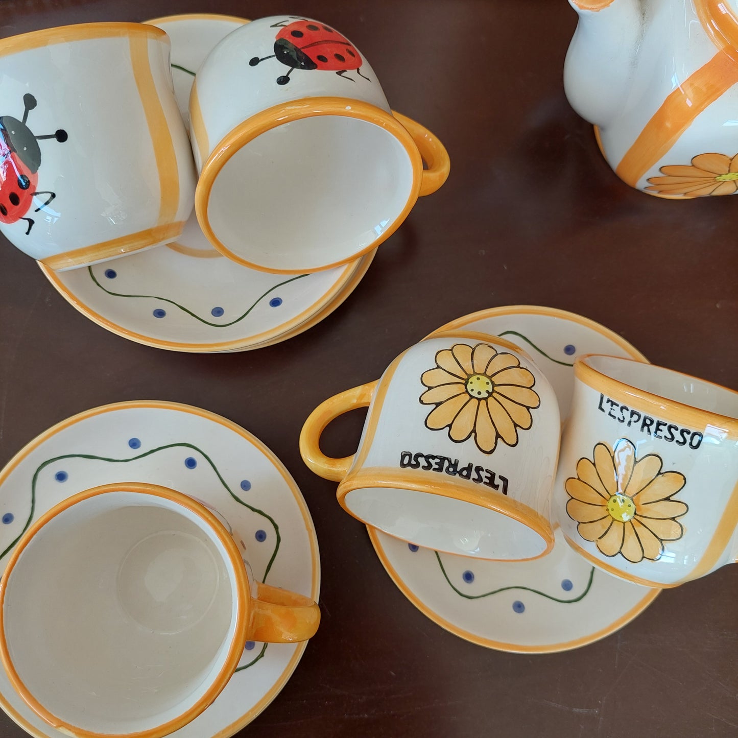 Set/5 Tazzine + 3 Pz Caffè Ceramica Dipinta