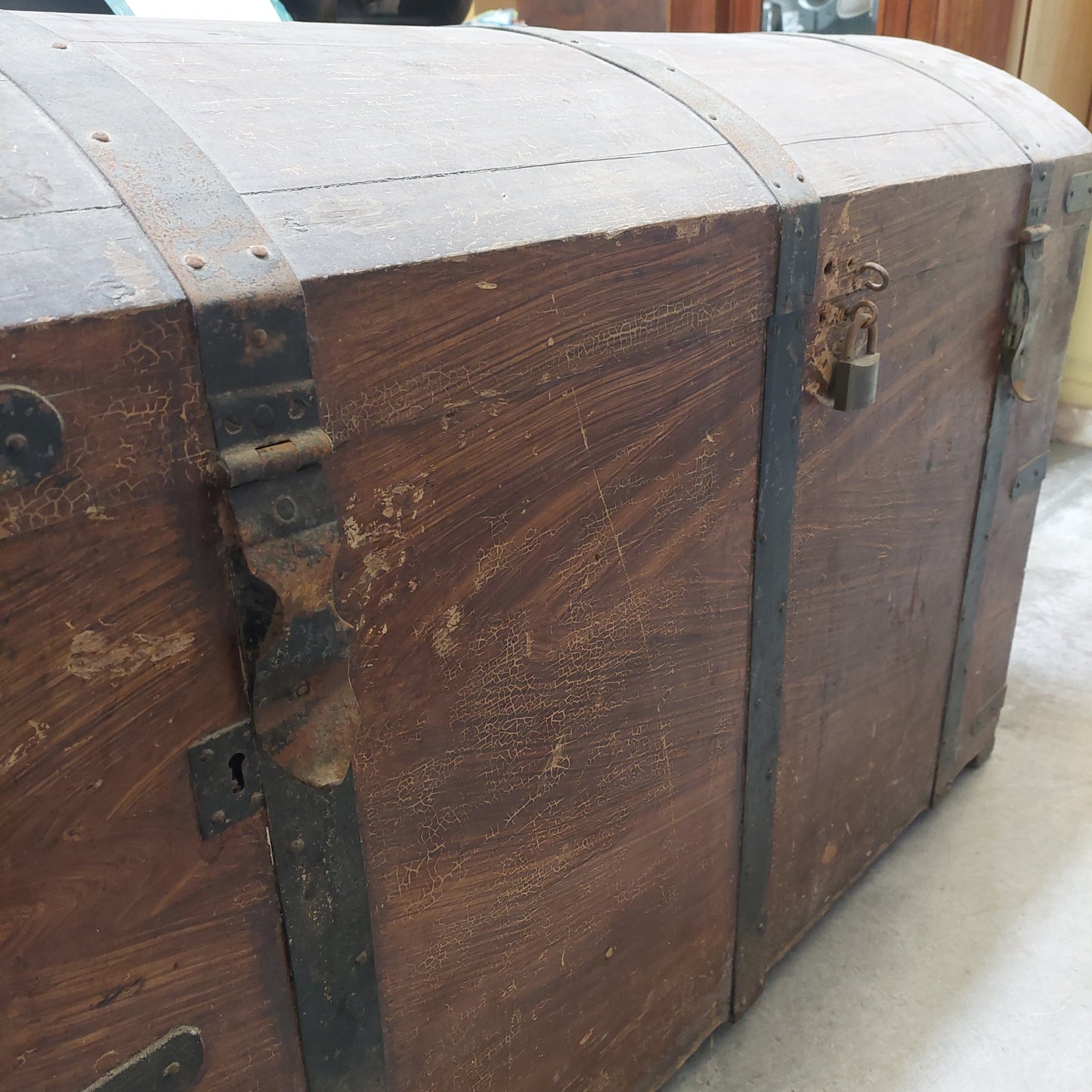 Baule Legno E Ferro Antico Cm107x58x77,5h