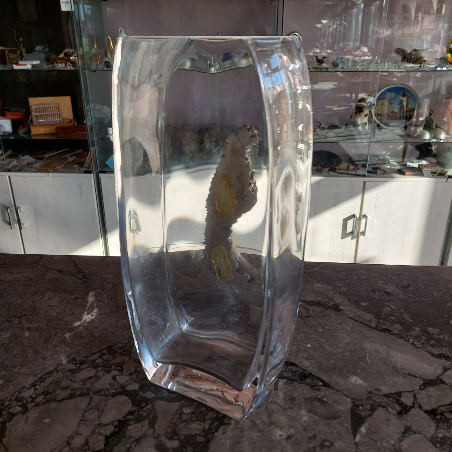 Vaso Cristallo Pavone Bagno Argento Cm15x9x30,5