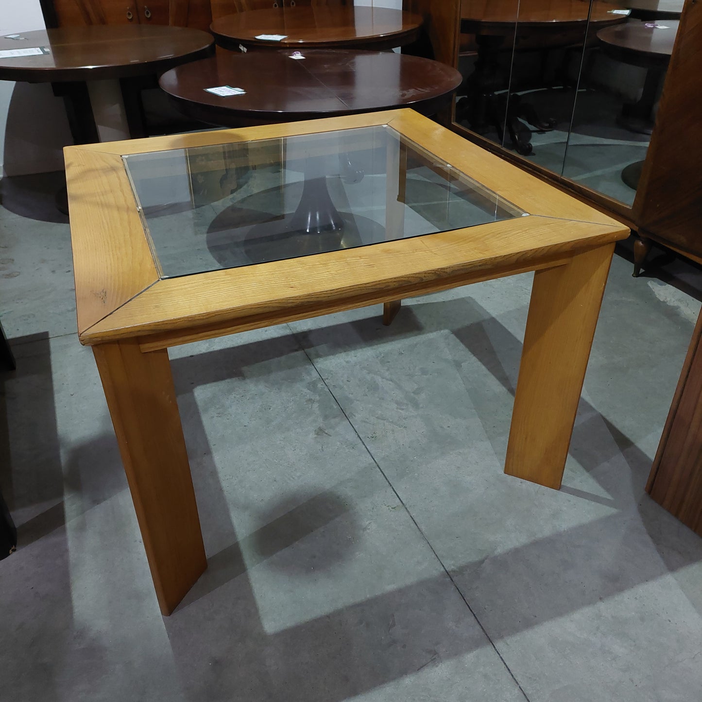 Tavolo* Quadrato Legno/vetro Vintage Cm108x108x75h