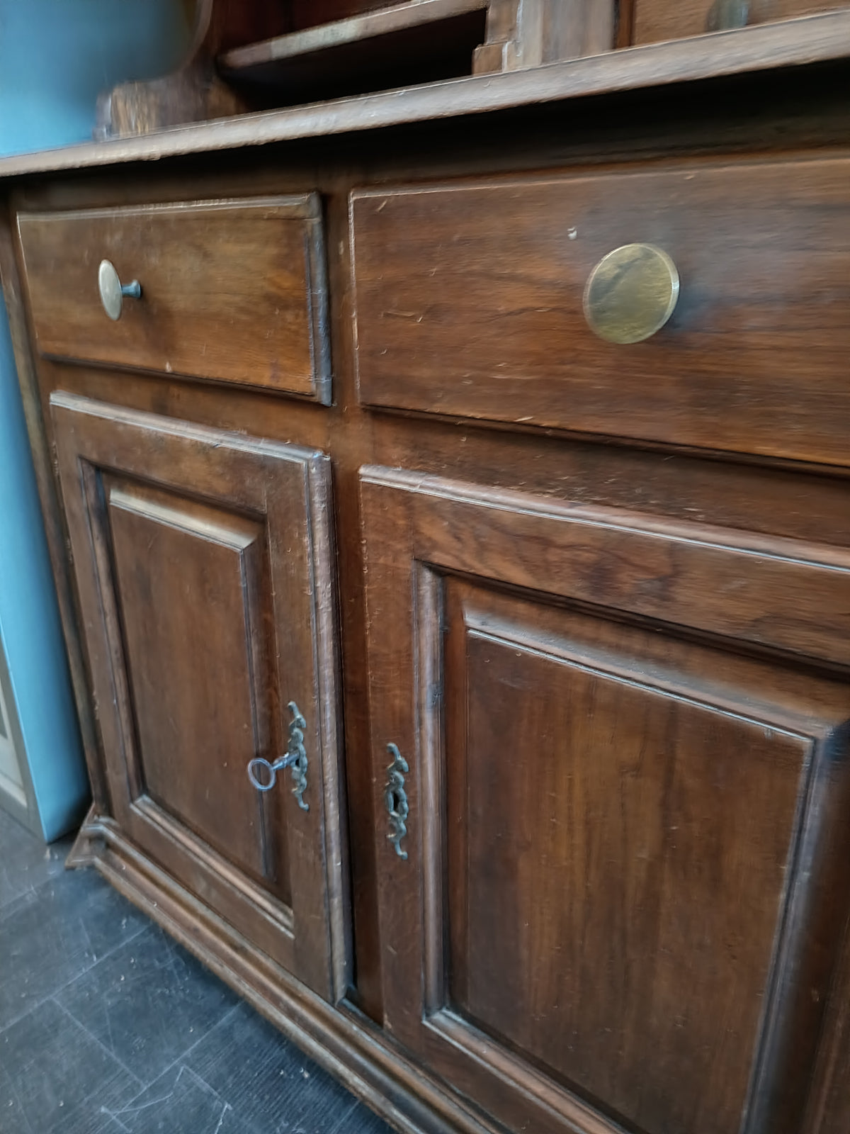Credenza * Con Piattaia In Castagno Stile Country 5/c 6/a Cm175x49x195h
