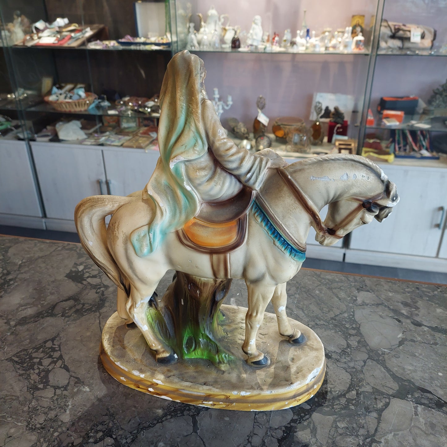 Statua * Dama E Cavaliere Gesso Policromo Primi 900