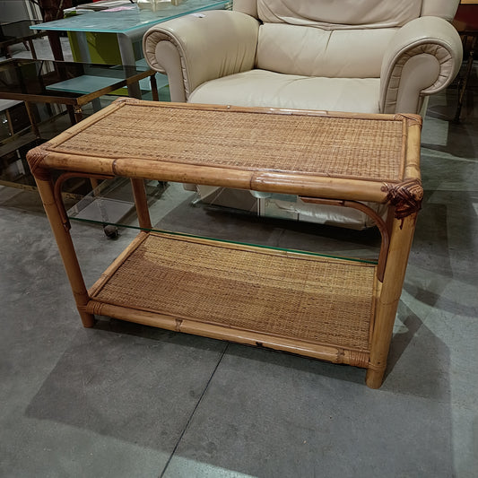 Tavolino Bamboo C/mensola Vetro 2/r Cm80x40x52