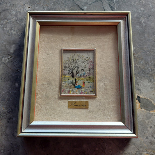 Quadretto Primavera Su Lamina Arg Cm16,5x18,5