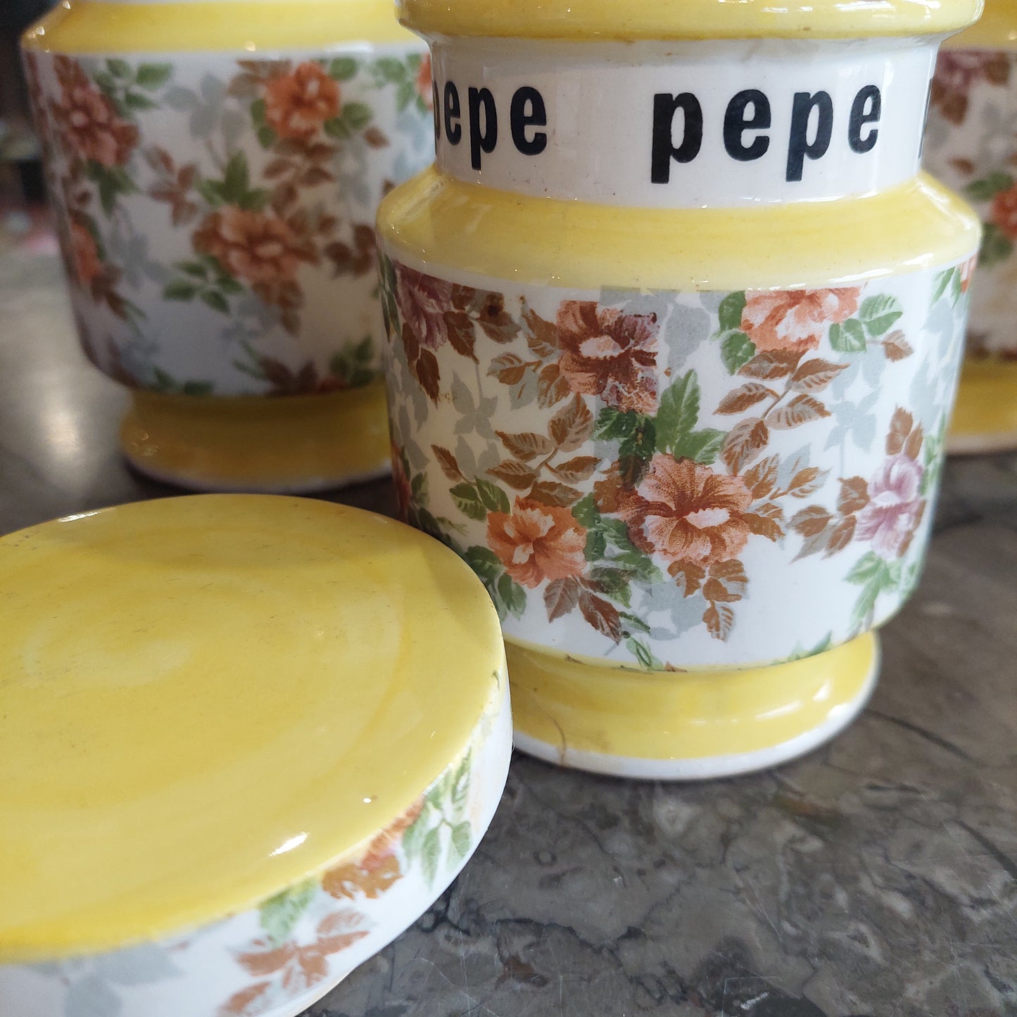 Set/4 Barattoli Da Cucina Ceramica * Vintage