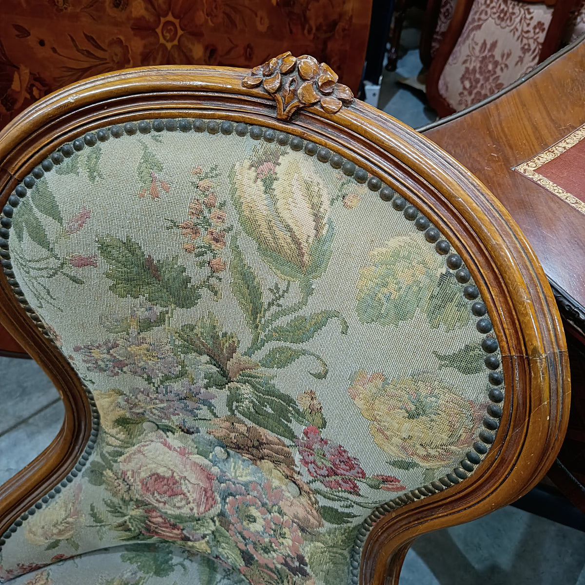 Poltroncina Bassa Imbot. Tessuto Fiori