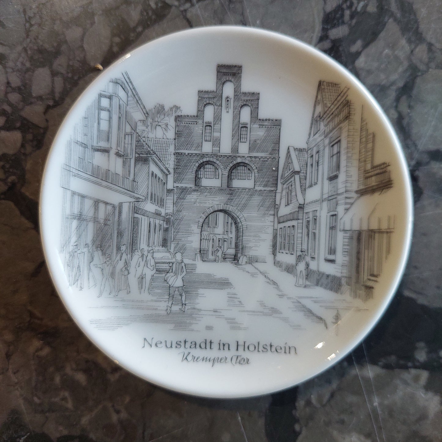 Set/3 Piattini Souvenir Neustadt Holstein Porcellana Gegr 1849 Uhlenhorst