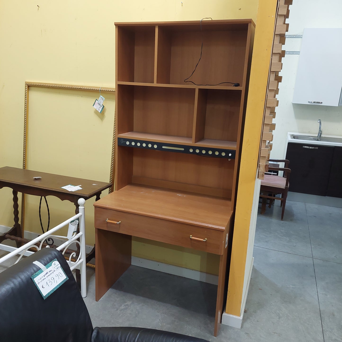 Scrivania 1/c Con Libreria 1/l Cm92x60x200h