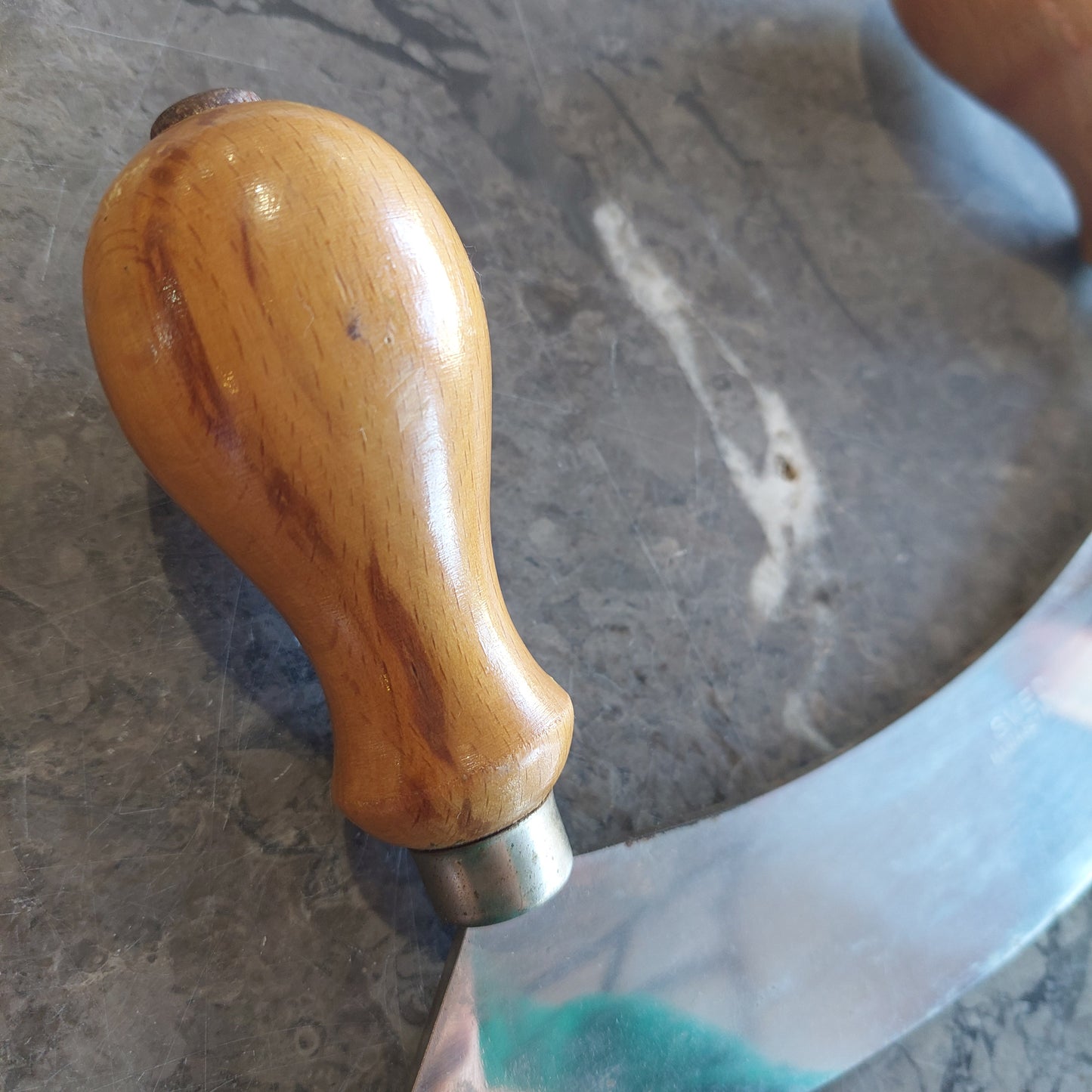 Mezzaluna Manici Legno Lama Acciaio Inox Sved