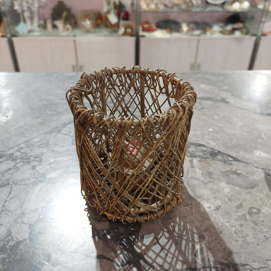 Portacandela Metallo Dorato Con Candela Natale