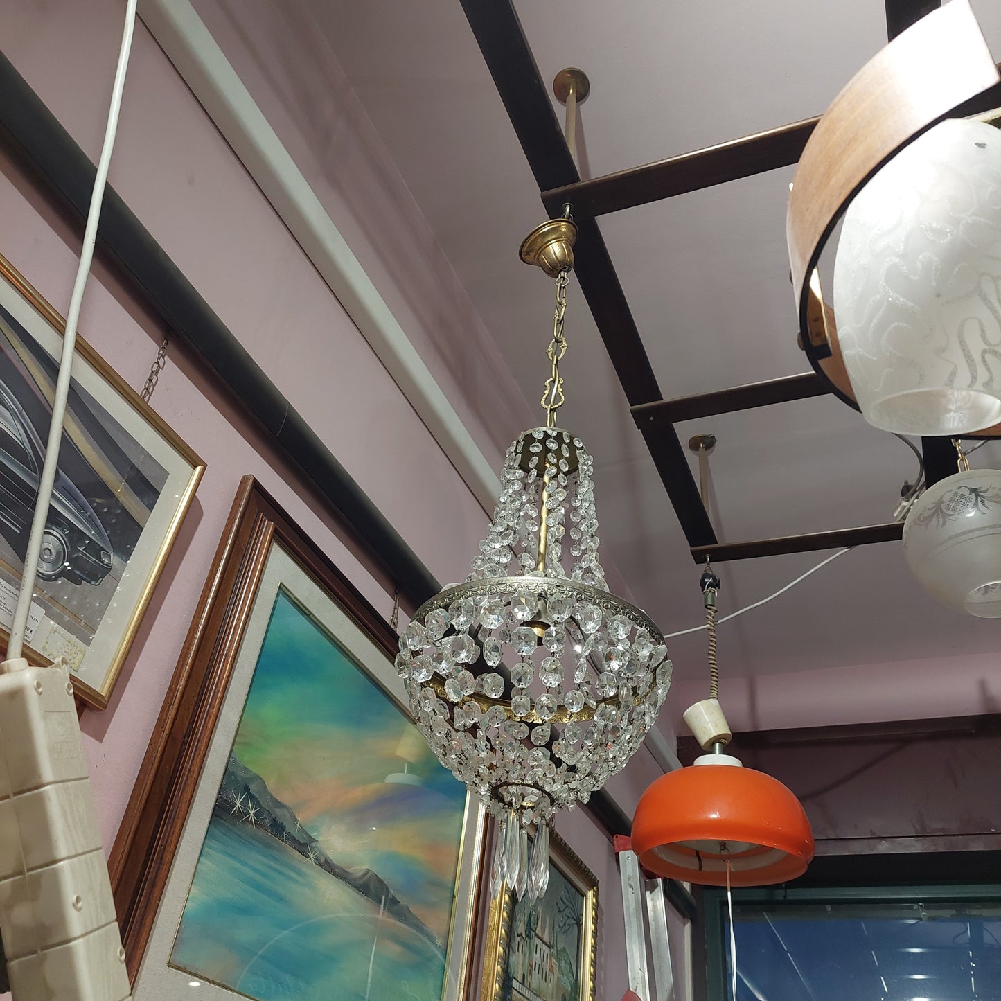 Lampadario Metallo Gocce Stile Impero 1 Luce