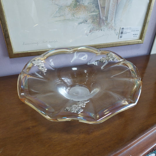 Alzatina Smerlata Vetro Di Murano Placchette Argento
