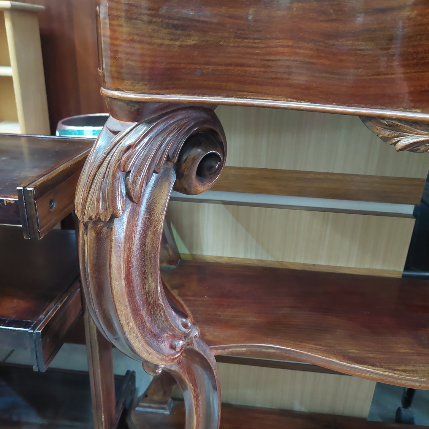 Consolle St. Luigi Filippo 2/ripiani 1/ribalta '800