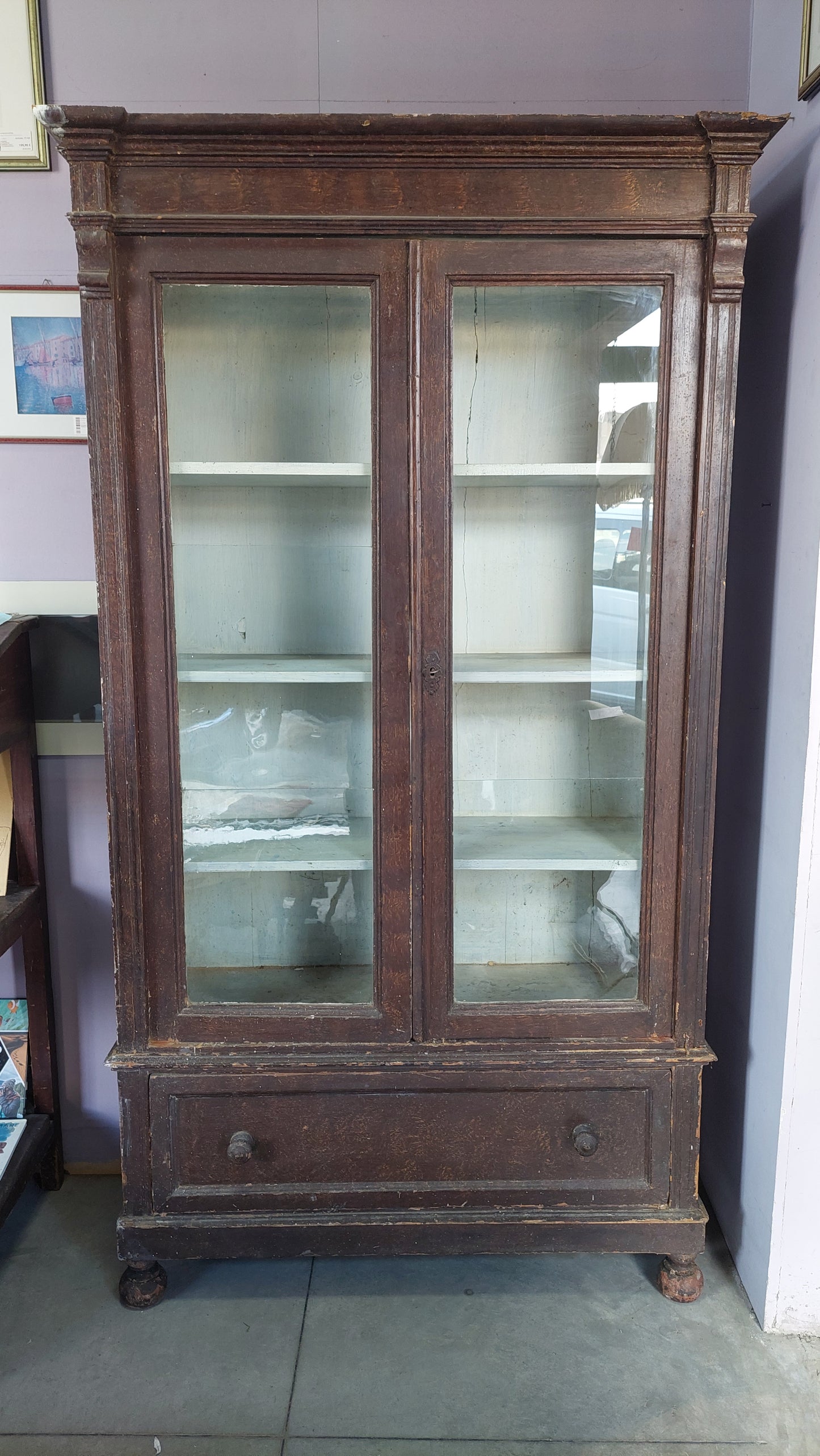 Vetrina Legno Antica 2/a 1/c Cm120x46x216h