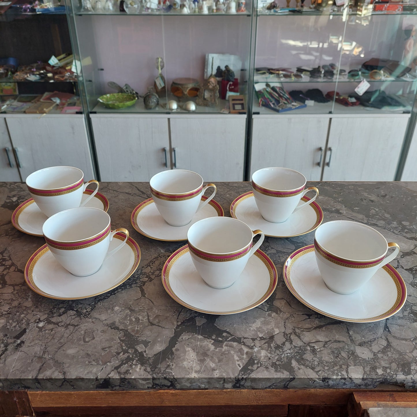 Set/6 Tazze The Con Piattini * Porcellana Bohemia Carlsbad