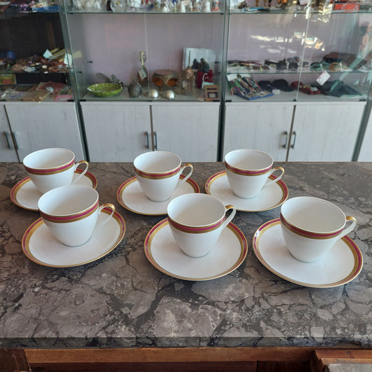 Set/6 Tazze The Con Piattini * Porcellana Bohemia Carlsbad