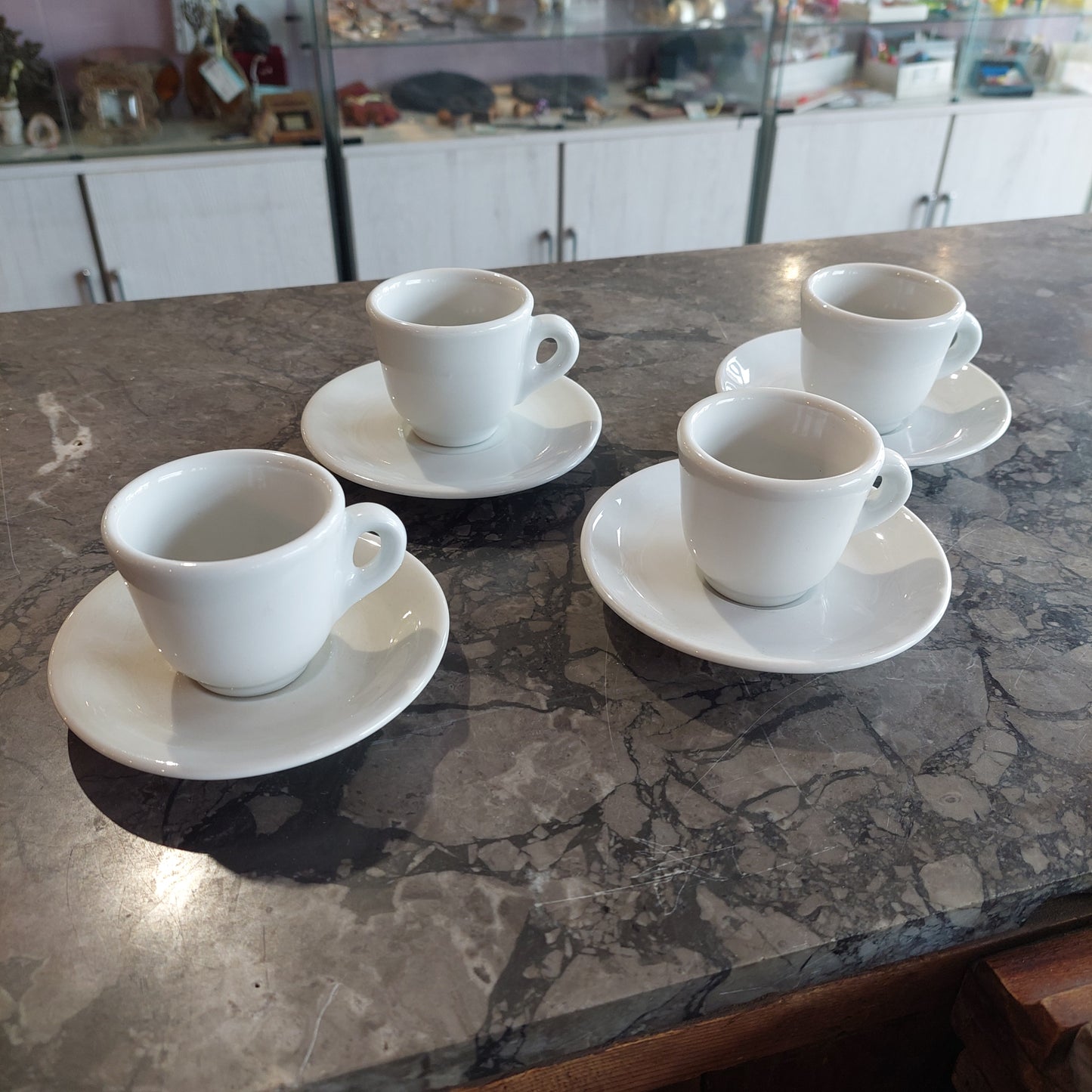Set/4 Tazzine Caffè Ceramica Bianca "da Bar"