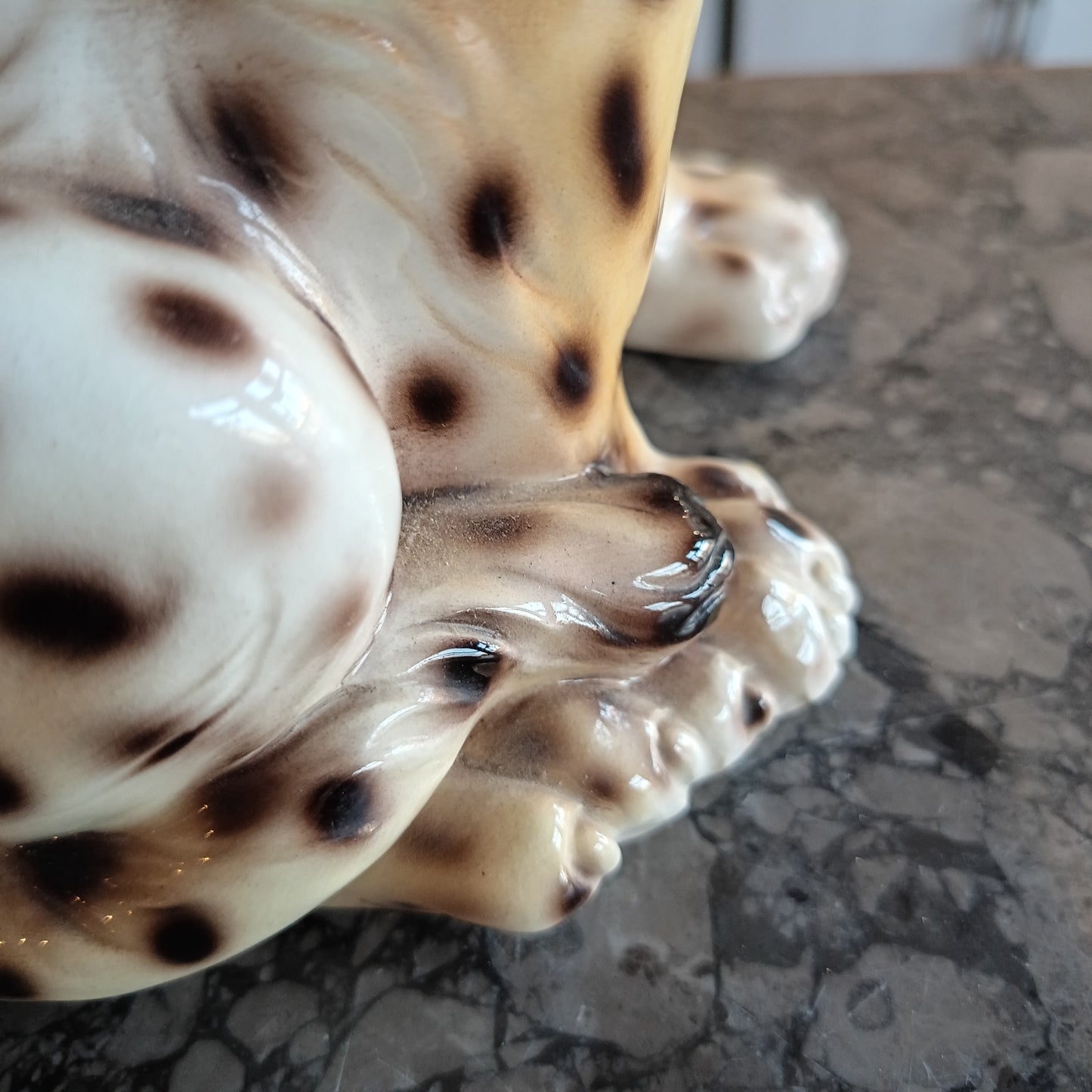 Statua Leopardo Porcellana Bassano Anni 50