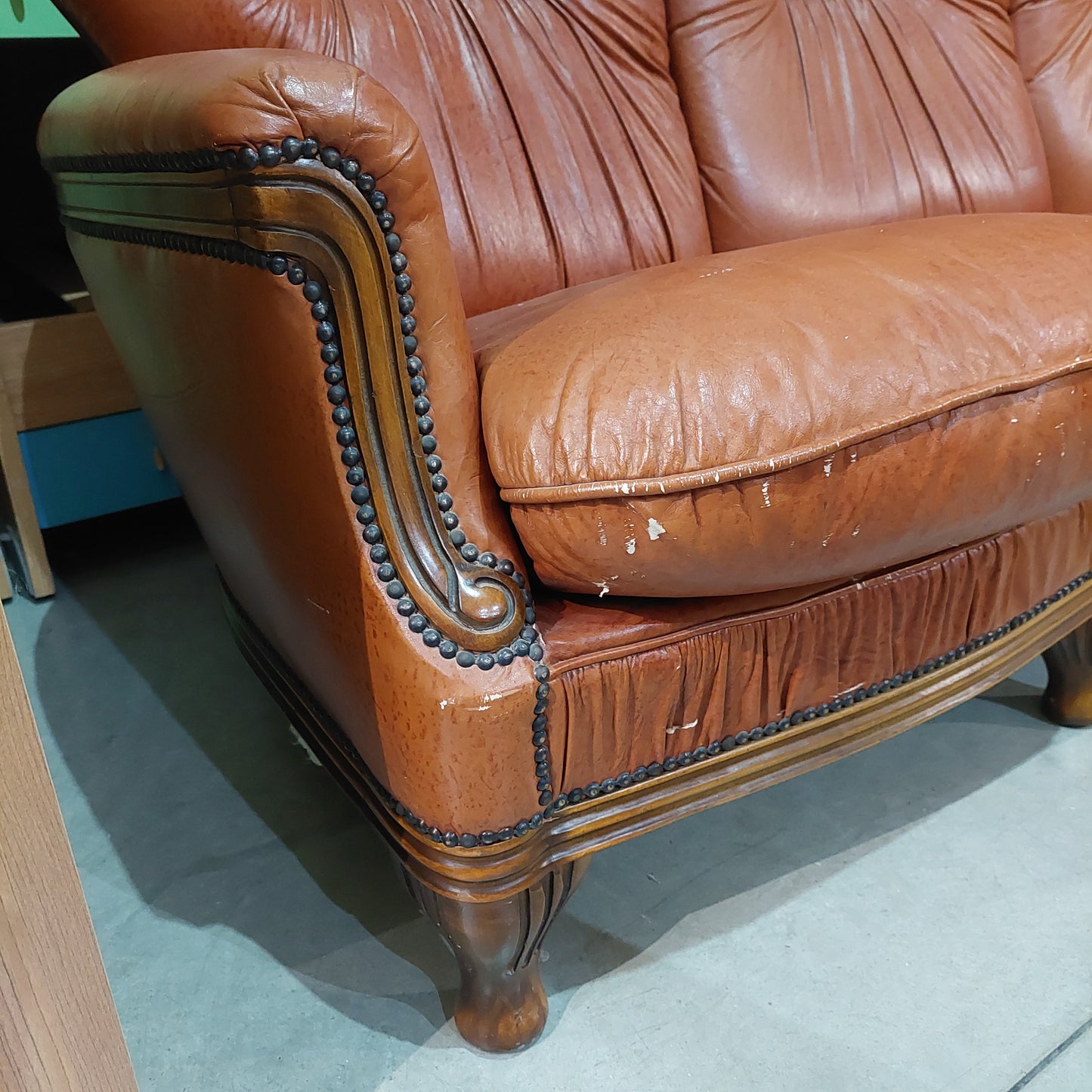 Divano * Pelle 3 Posti Anni 60 Cm200x90x87h