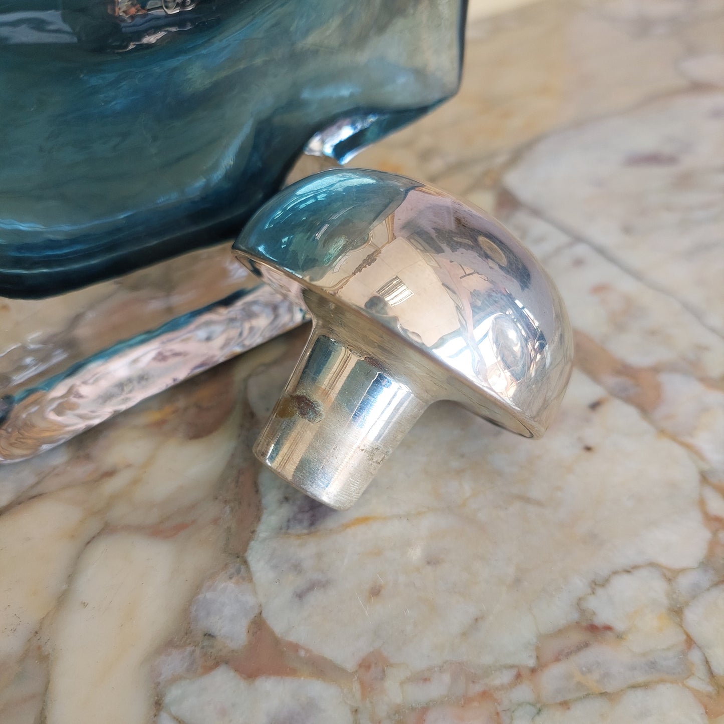 Bottiglia Vetro Vintage Tappo Argento