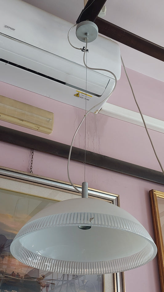 Lampadario Cupola Vetro Bianco/trasp. D38,5 1/l