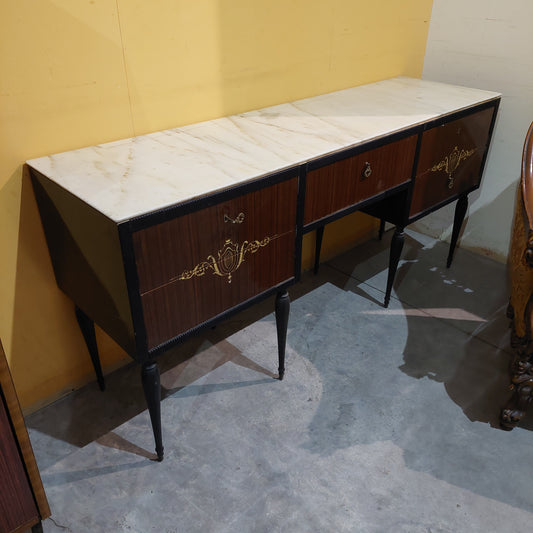 Cassettiera Anni 50 Con Marmo 5/sportelli Cm167x45x80h