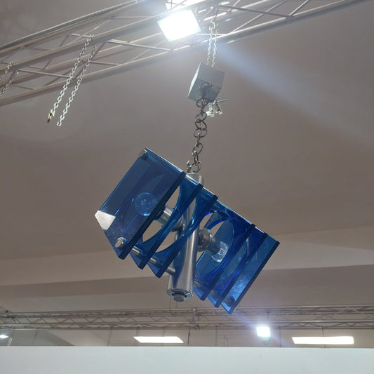 Lampadario Vetro Blu Anni 60 -  2/luci
