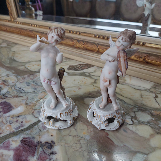 Coppia Statuine Puttini Porcellana* Capodimonte