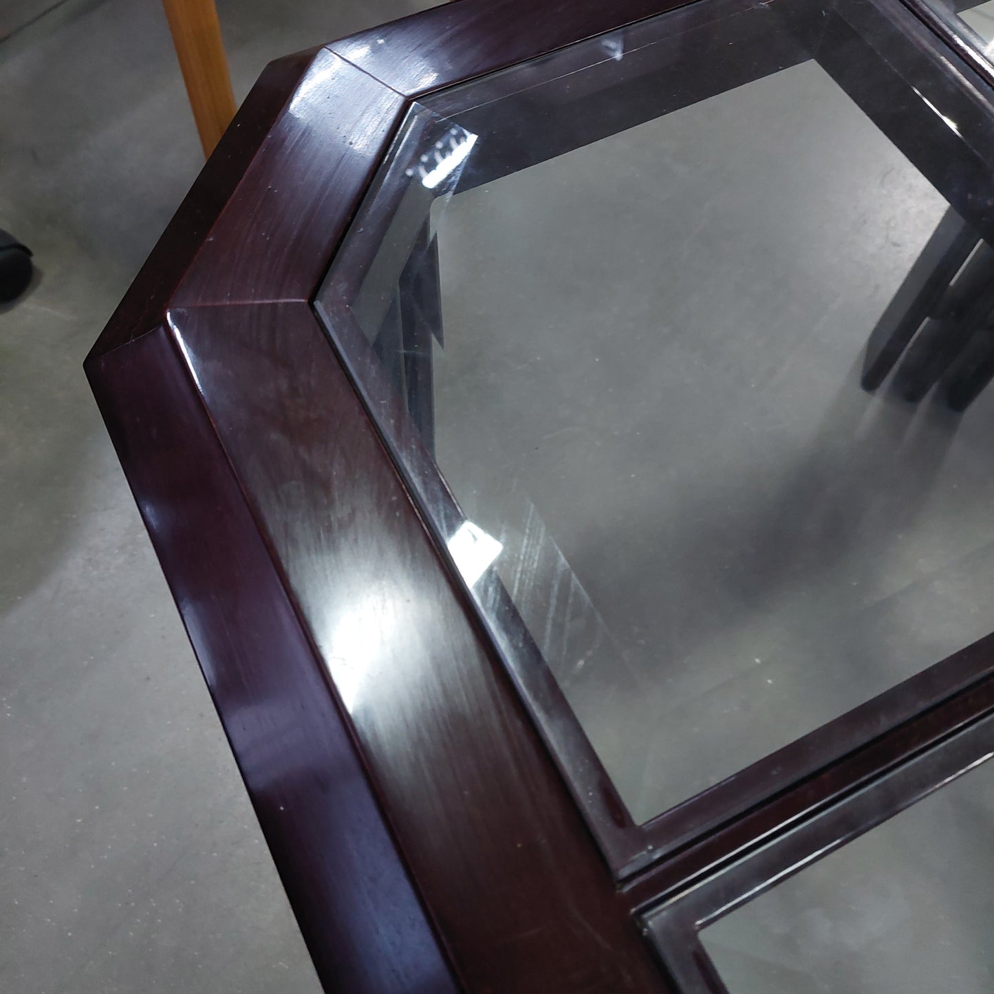 Tavolino Mogano/cristallo Stile Inglese Cm127x67x46h