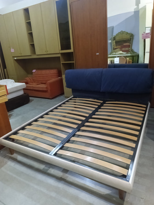 Letto Matrimoniale Legno Testata Blu Cm177x210x94h
